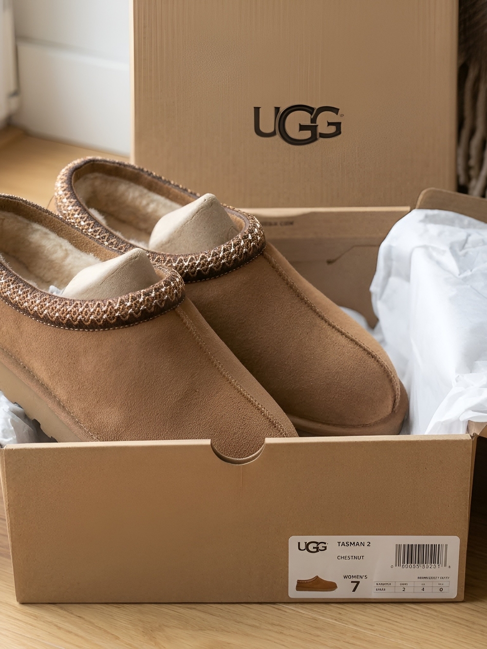 NWT UGG Tasman II Slippers (Chestnut) - Size 7 Womens - Brand New In Box